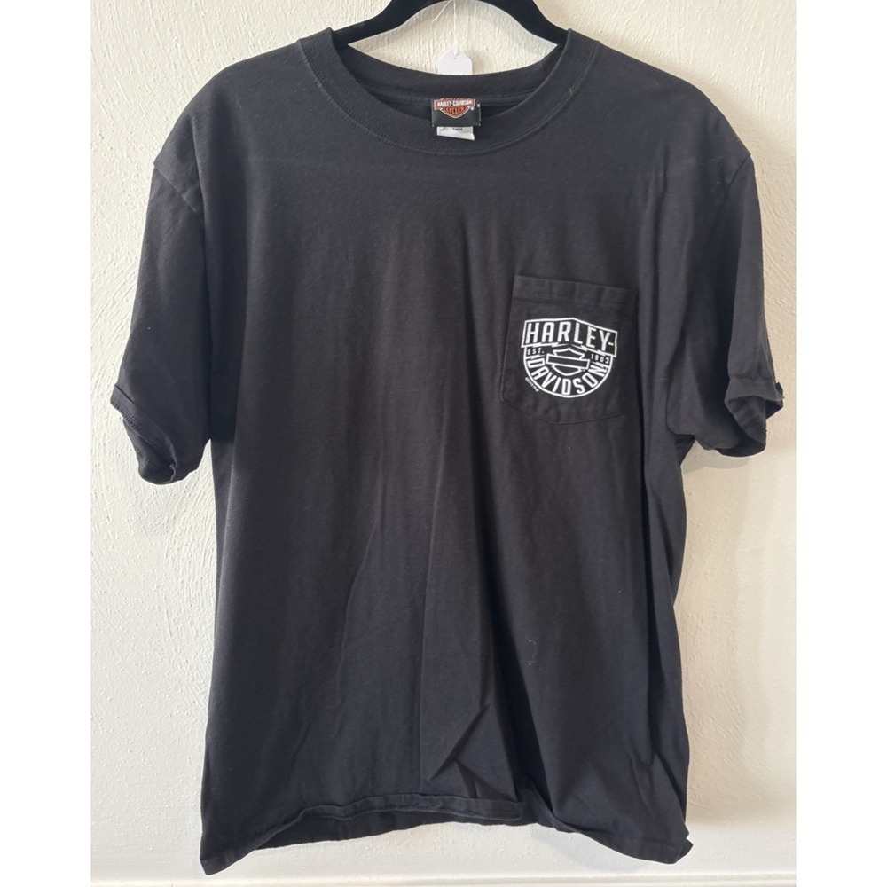Harley Davidson Low Country T Shirt Charleston SC Pocket Tee Black Size L